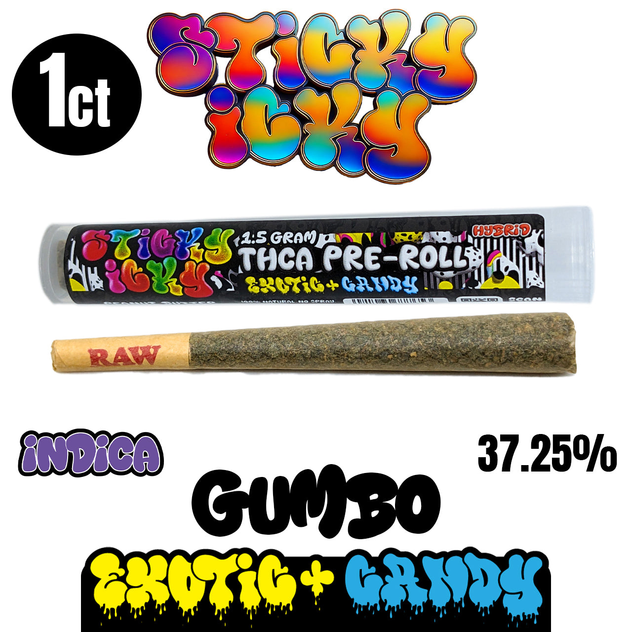 Sticky Icky - THCA Pre-Rolls 1.5g Single - Exotic Plus Candy - All Strains