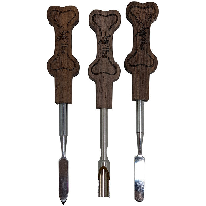 Dogg lbs - Wooden Dogg Bone Handle Stainless Steel Dabber - Single