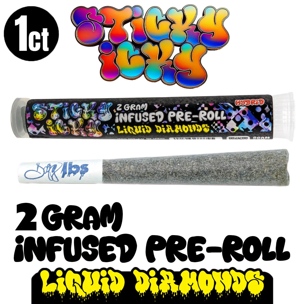 Sticky Icky - THCA Pre-Roll with Liquid Diamonds 2g Single - All Strains