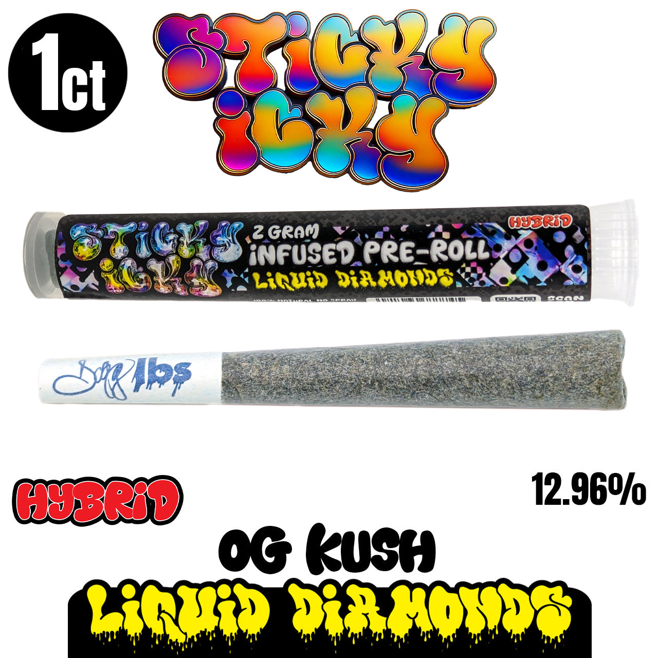 Sticky Icky - THCA Pre-Roll with Liquid Diamonds 2g Single - All Strains