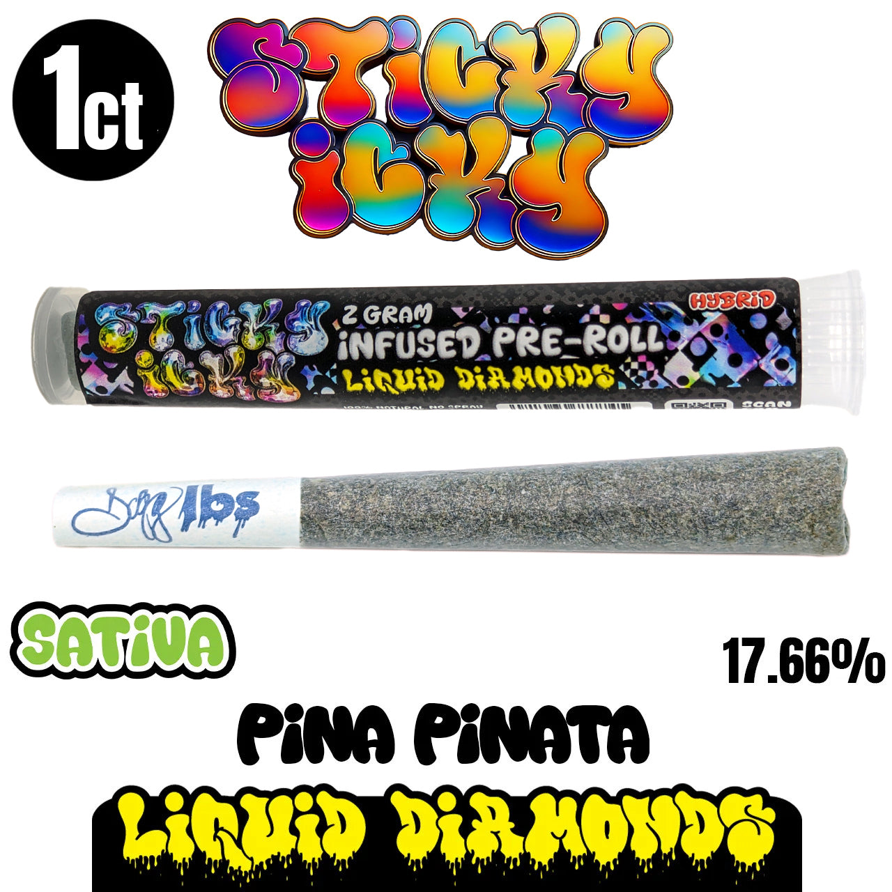 Sticky Icky - THCA Pre-Roll with Liquid Diamonds 2g Single - All Strains