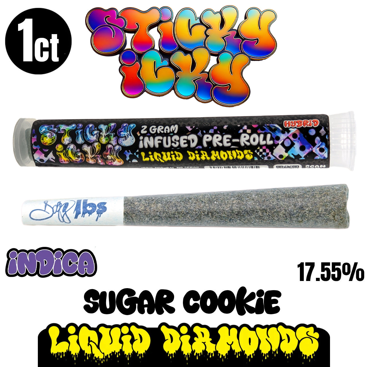 Sticky Icky - THCA Pre-Roll with Liquid Diamonds 2g Single - All Strains