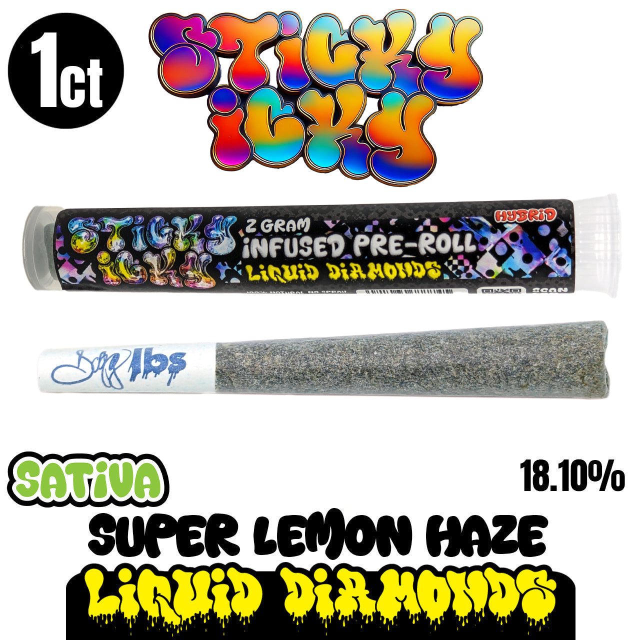 Sticky Icky - THCA Pre-Roll with Liquid Diamonds 2g Single - All Strains