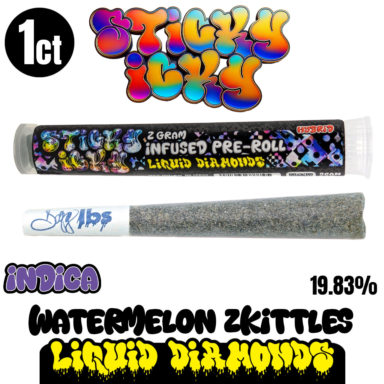 Sticky Icky - THCA Pre-Roll with Liquid Diamonds 2g Single - All Strains